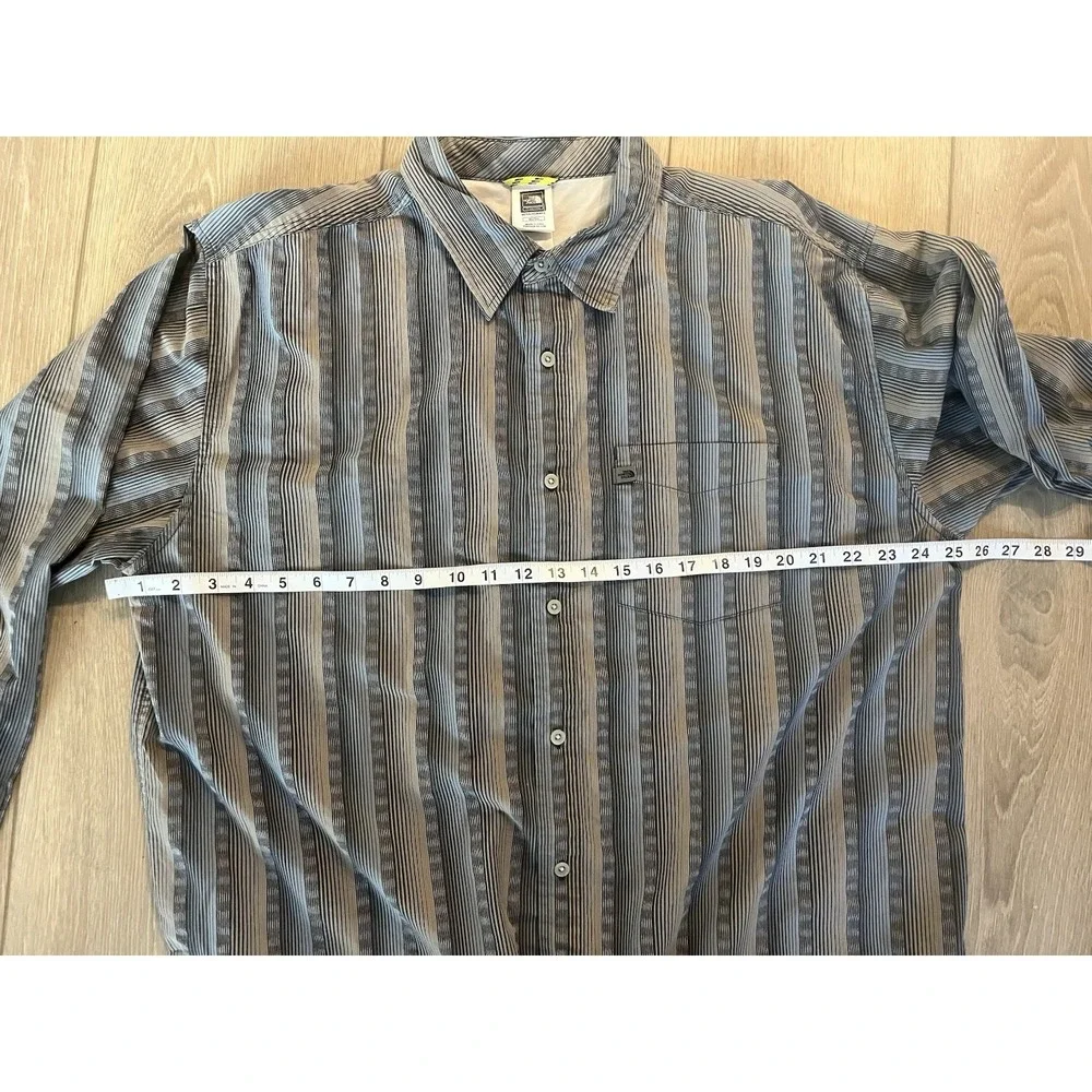 North Face Men's Sz XL Shirt A5 Series Button Long Sleeve Brown Blue Striped EUC